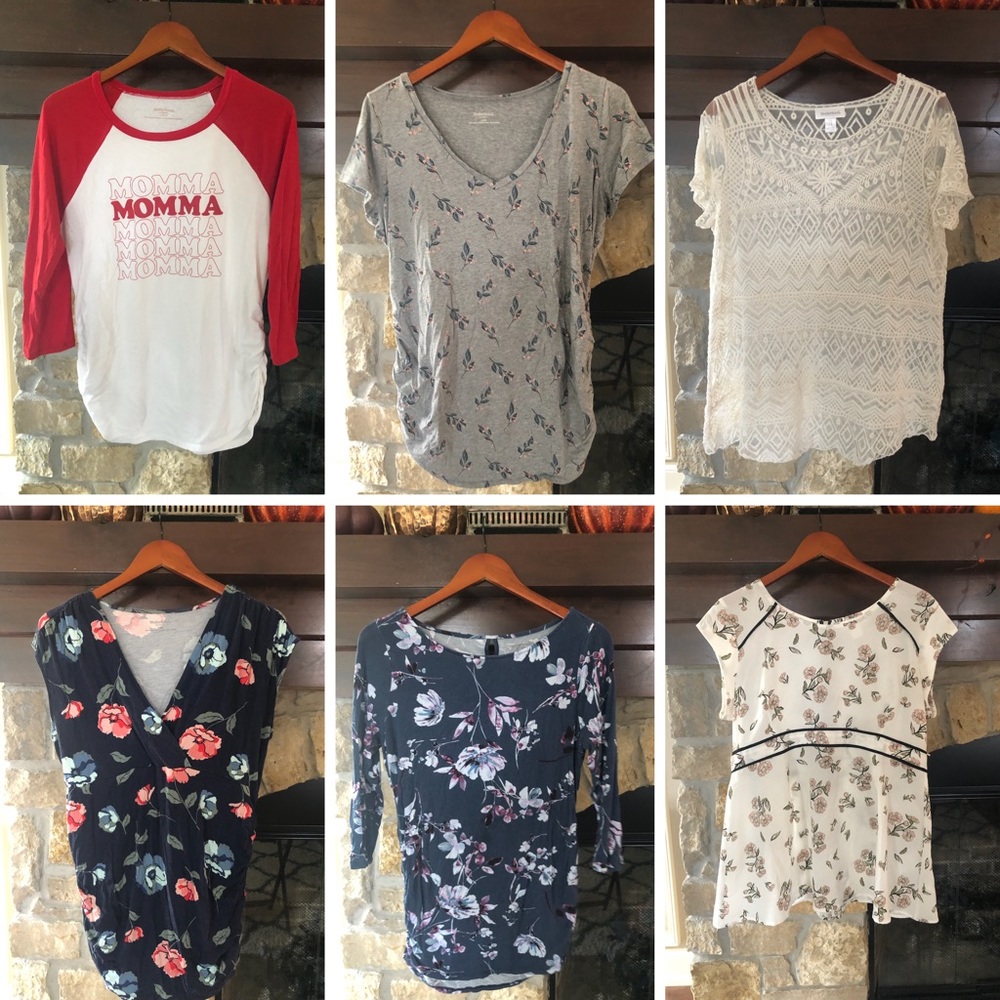 Maternity Shirt & Top - BUNDLE - (6) Motherhood Maternity Top - Large